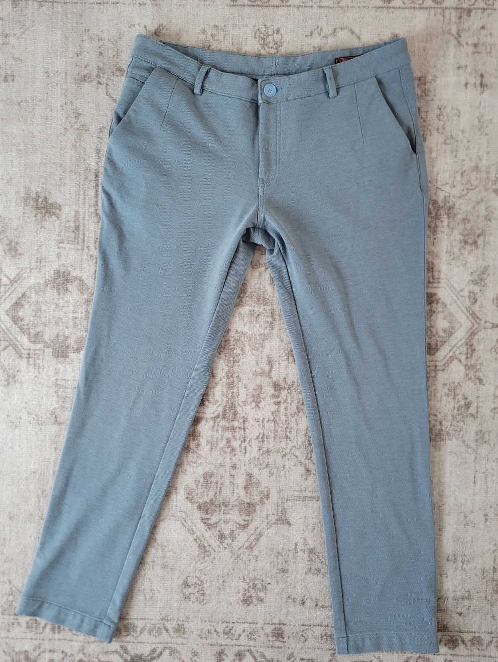 Macrame Designer Men’s 38 Light Blue Tapered‎ Trousers Stretch Business Casual